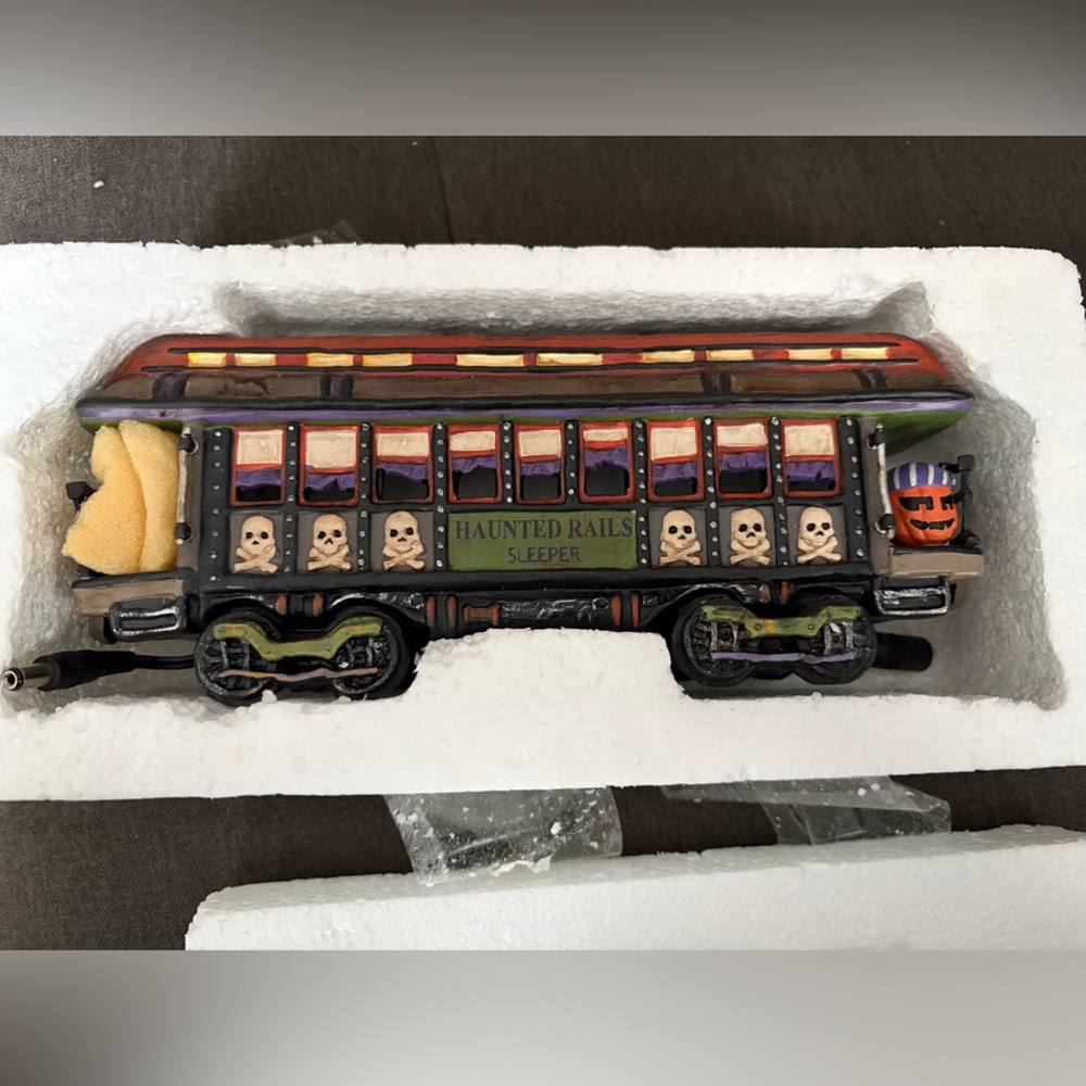 Department 56 Haunted Rails Sleeper Train Car - Red, Green, Black